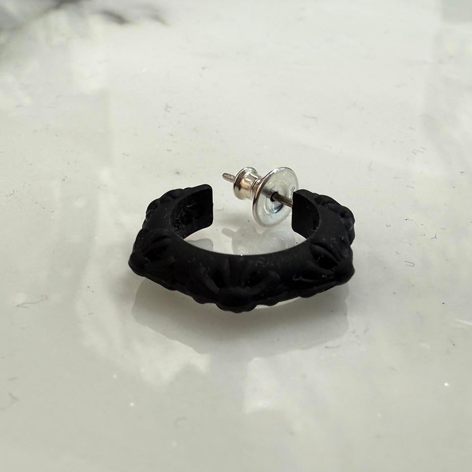 CHROME HEARTS Silicone Rubber Cross Band Hoop Earring クロムハーツ