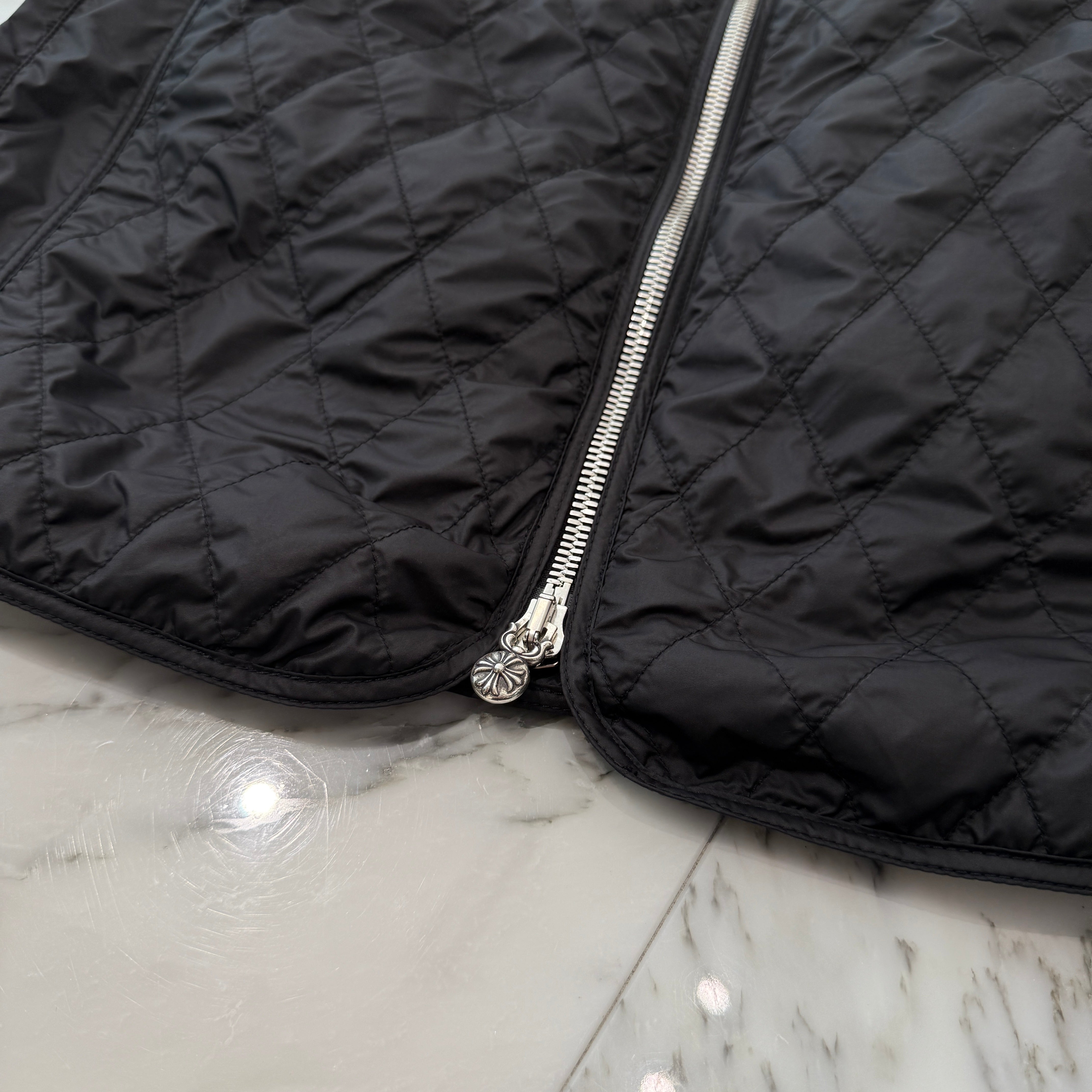 CHROME HEARTS Papa Leather Cross Patch Quilting Vest Size M クロム