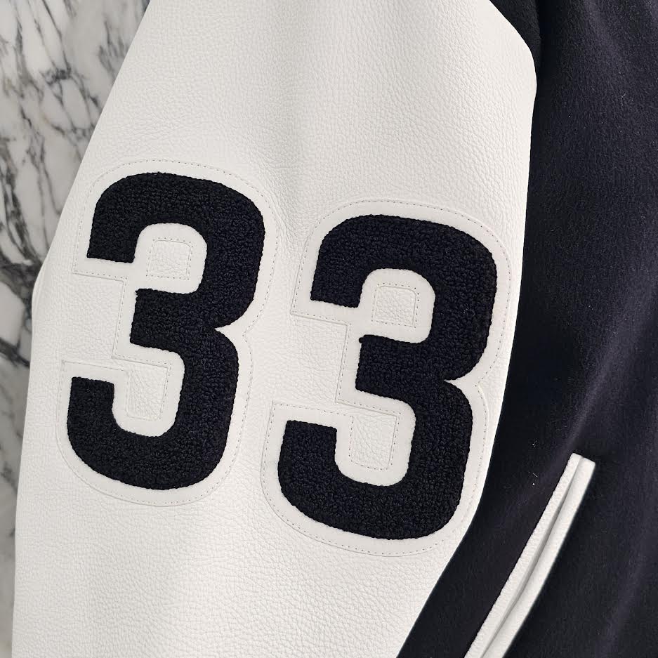 CHROME HEARTS CHICKEN 33 Cross Patch Leather Sleeve Varcity Jacket