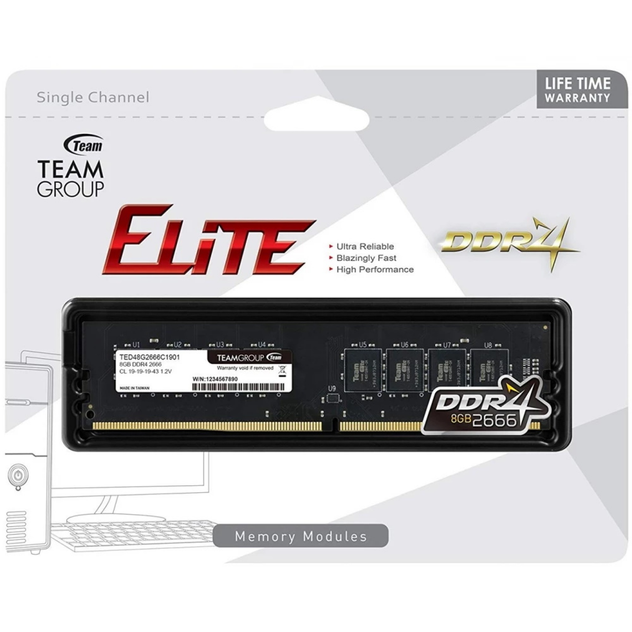 8GB Team Group Elite DDR4 2666MHz CL19 Memory Module