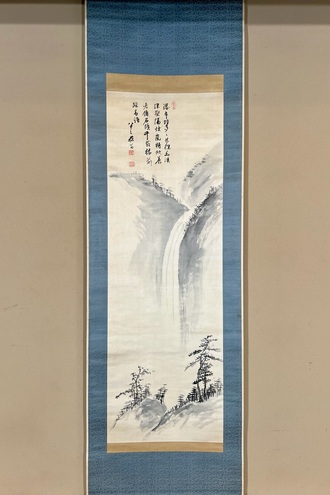 富士山 日本画 掛軸 40年位前ふじもとあおい 富士山 日本画 掛軸 40年