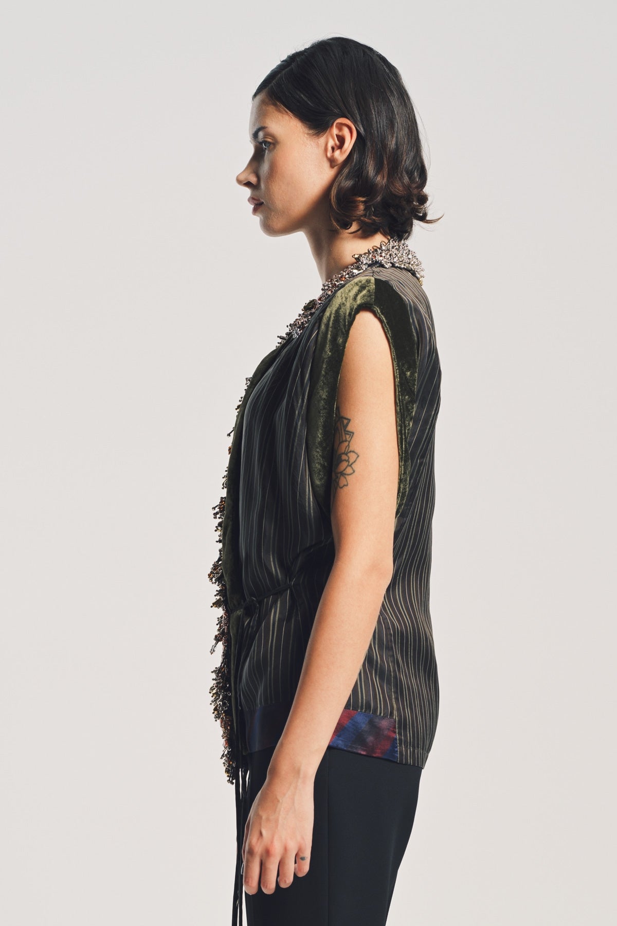 DRIES VAN NOTEN | STRIPE EMBROIDERED TOP