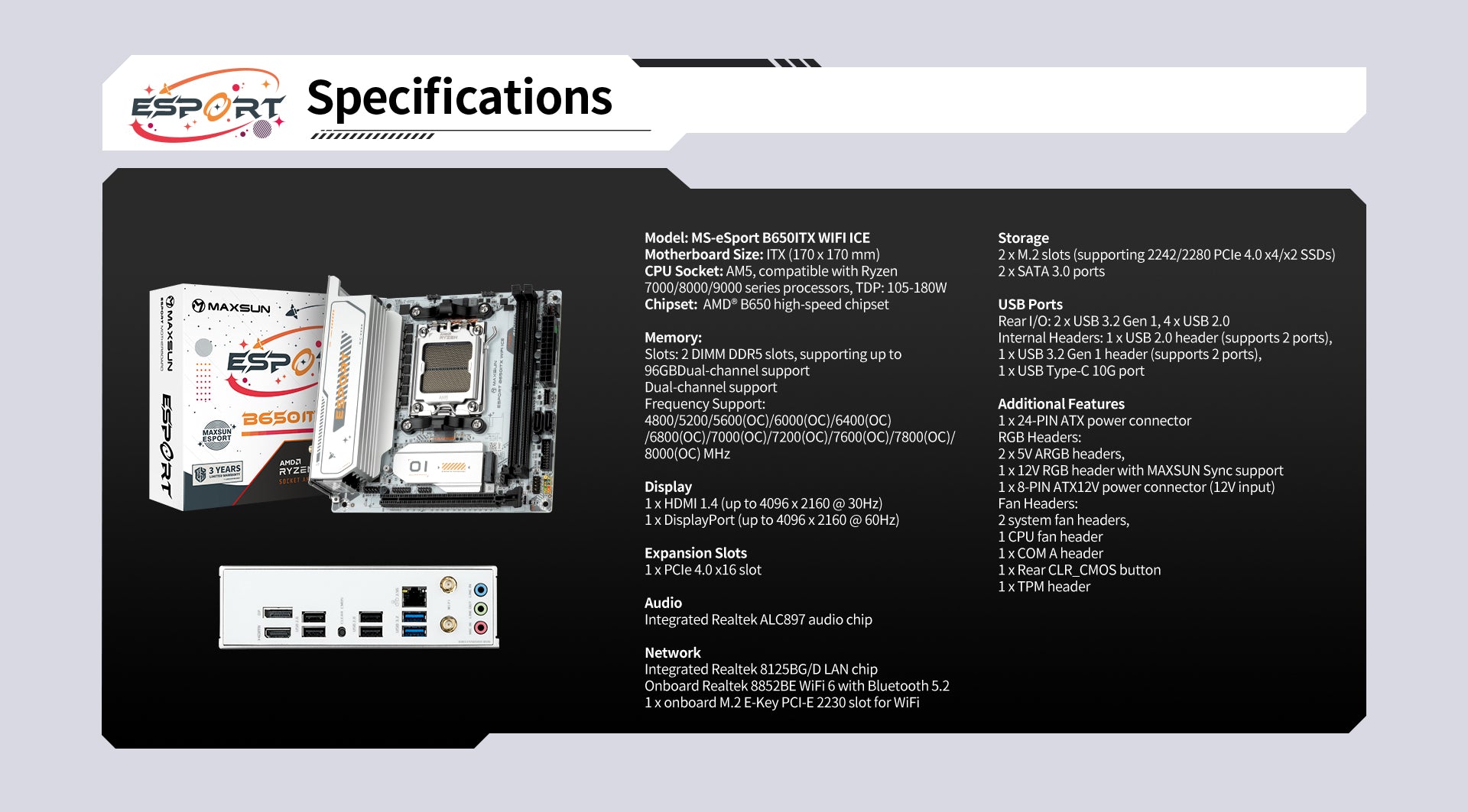 MS-eSport B650ITX WIFI ICE