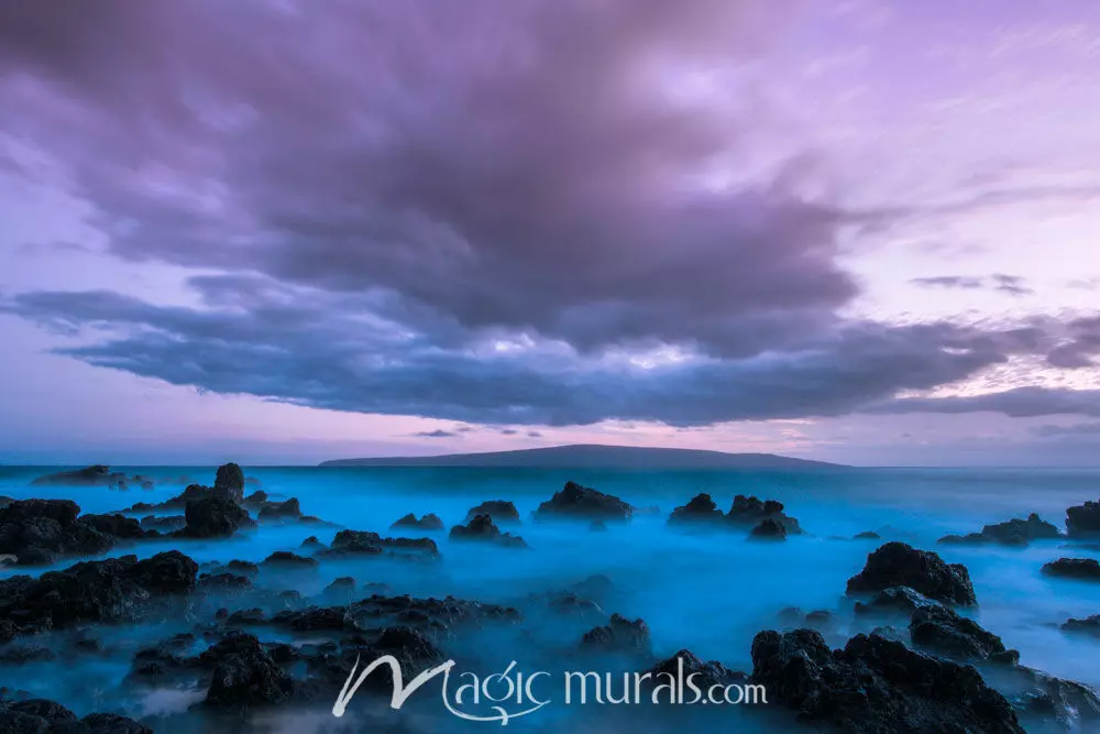 Misty Ocean Purple Skies Wallpaper Mural by Magic Murals