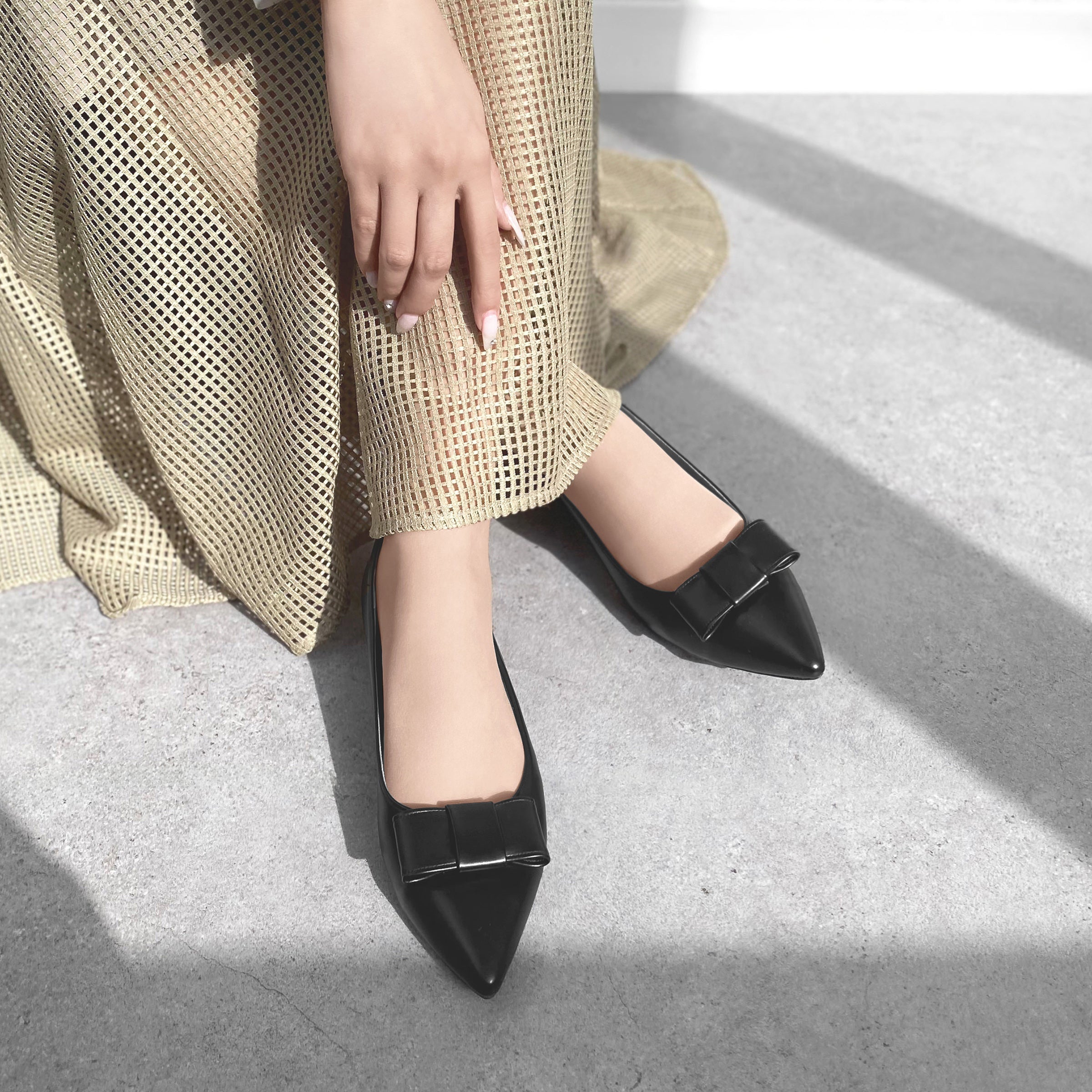 2026SS：リボン フラットシューズ（m17042）ブラック – mamian