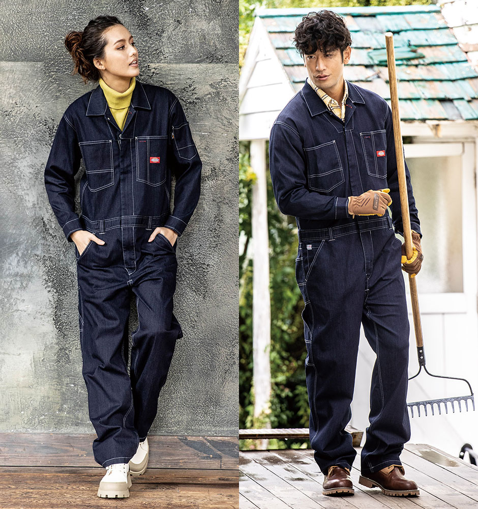 作業服 デニムツナギ ディッキーズ Dickies CORDURAストレッチデニム