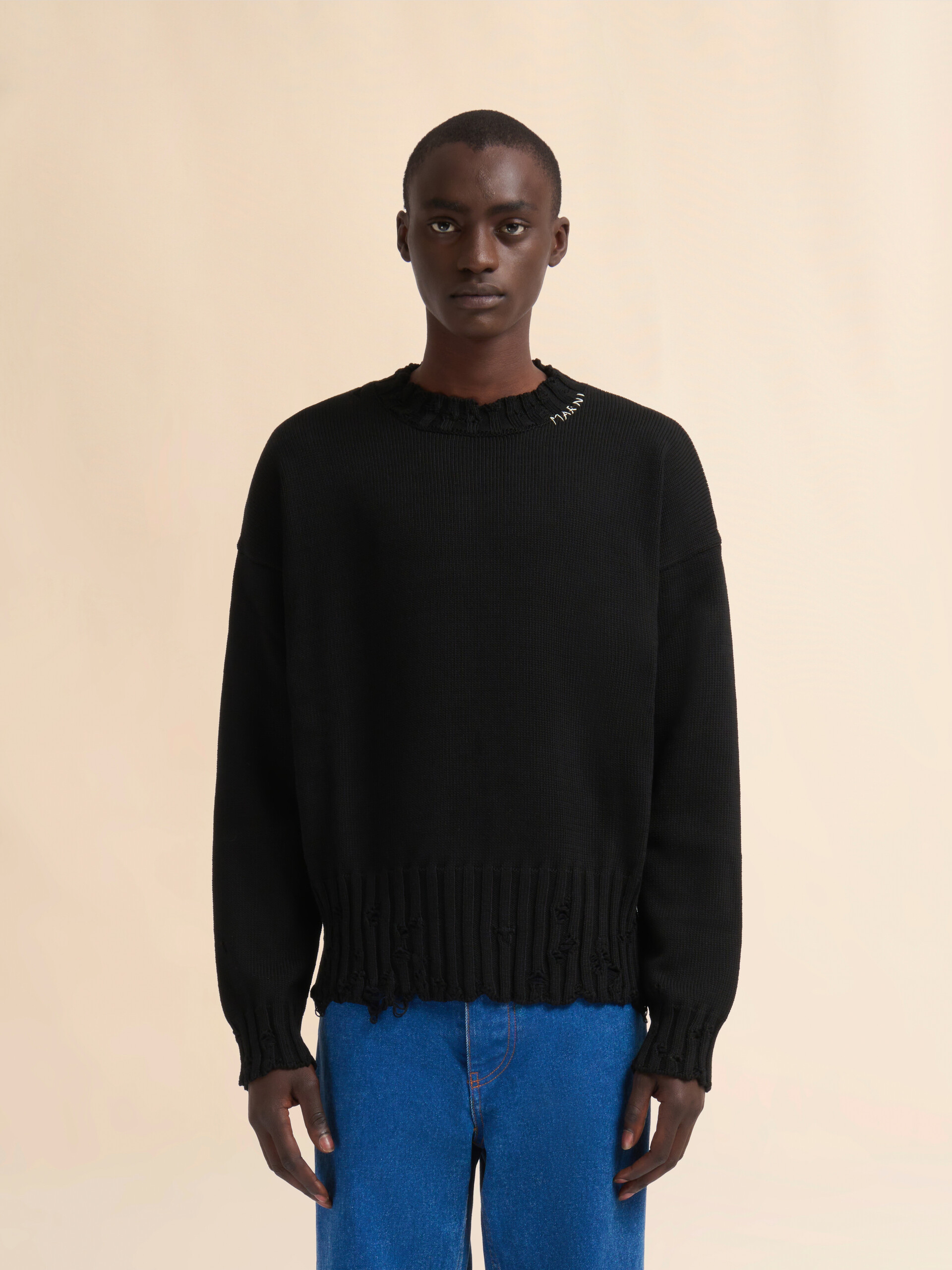 Black twisted crewneck sweater | Marni