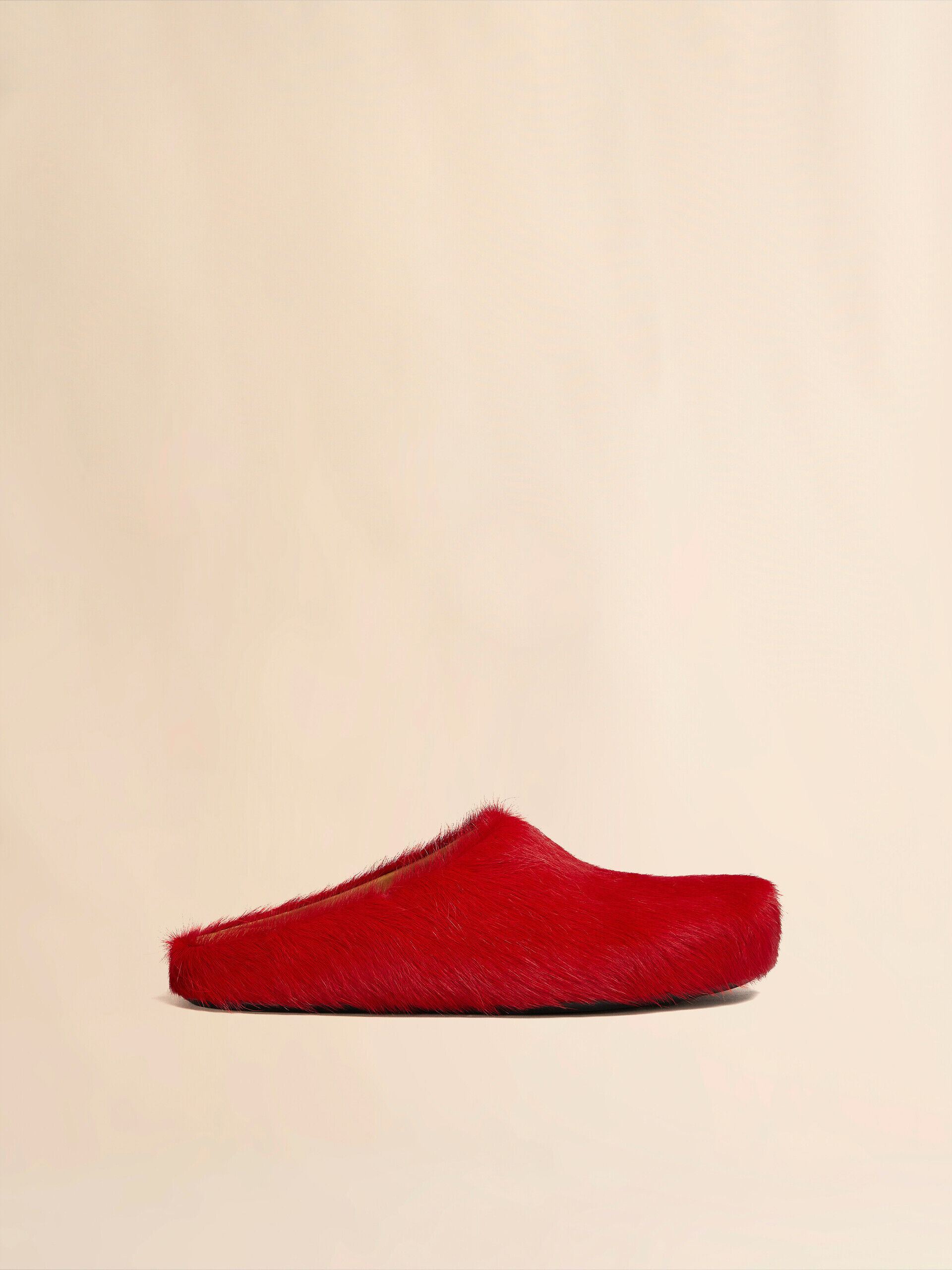 Red long hair calfskin Fussbett sabot | Marni