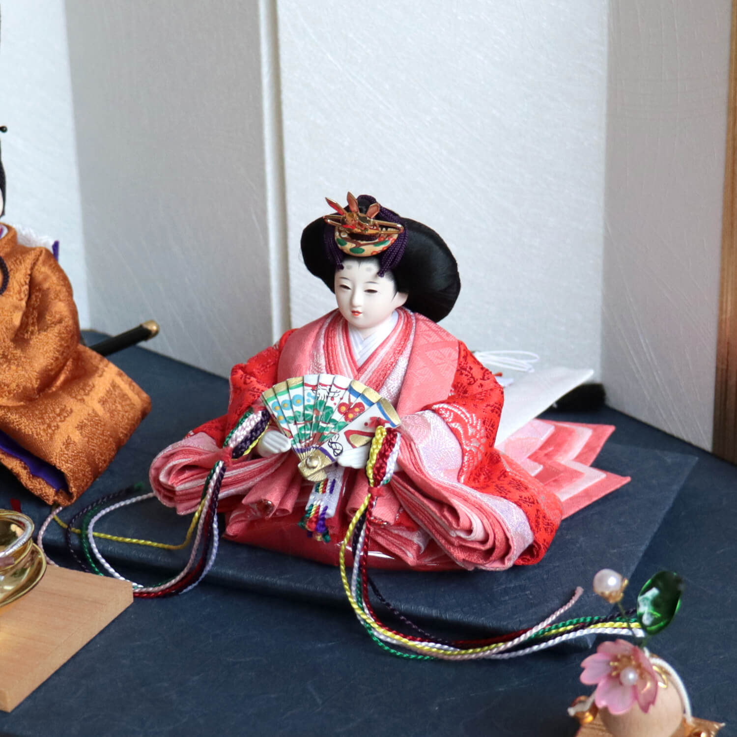 華峰作 柳三寸 正絹西陣織 黄櫨染 二曲一双 金ライン クリアフラワー桜