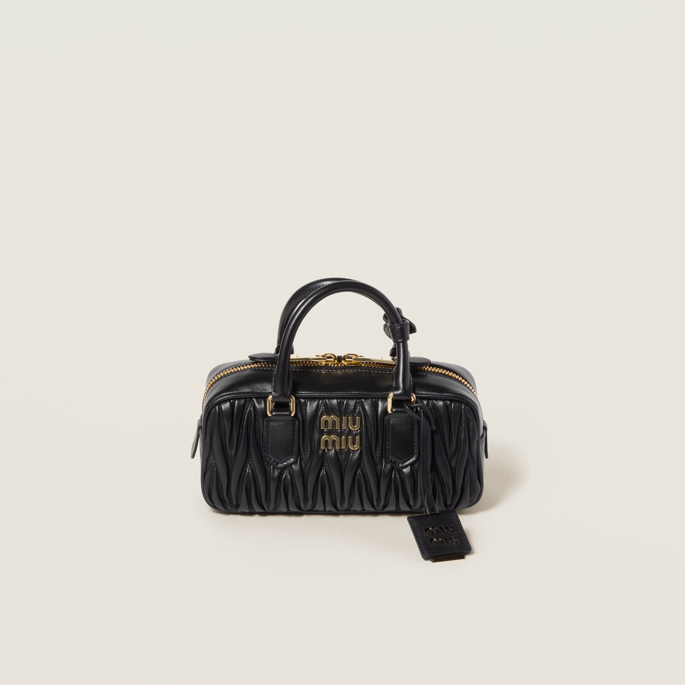 Black Arcadie Matelassé Nappa Leather Bag | Miu Miu