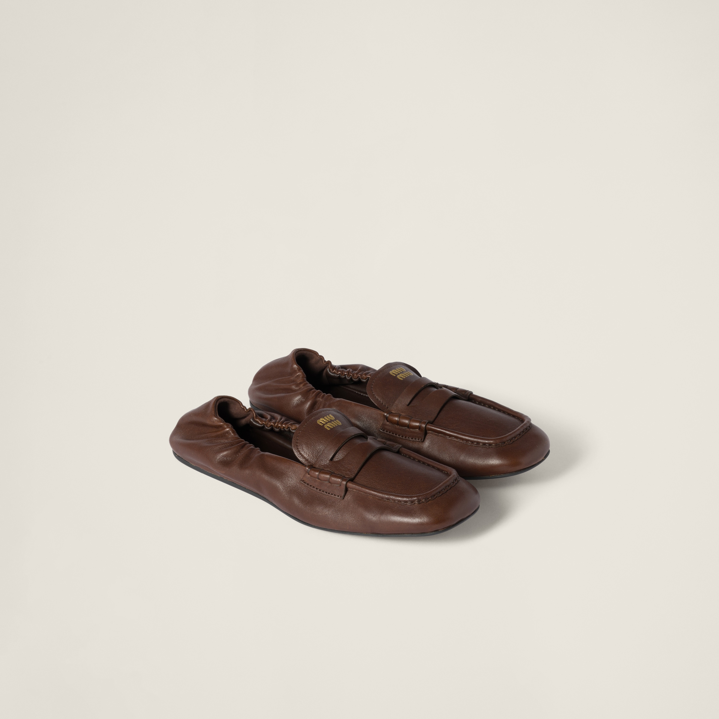 Briarwood Ruches Nappa Leather Loafers | Miu Miu
