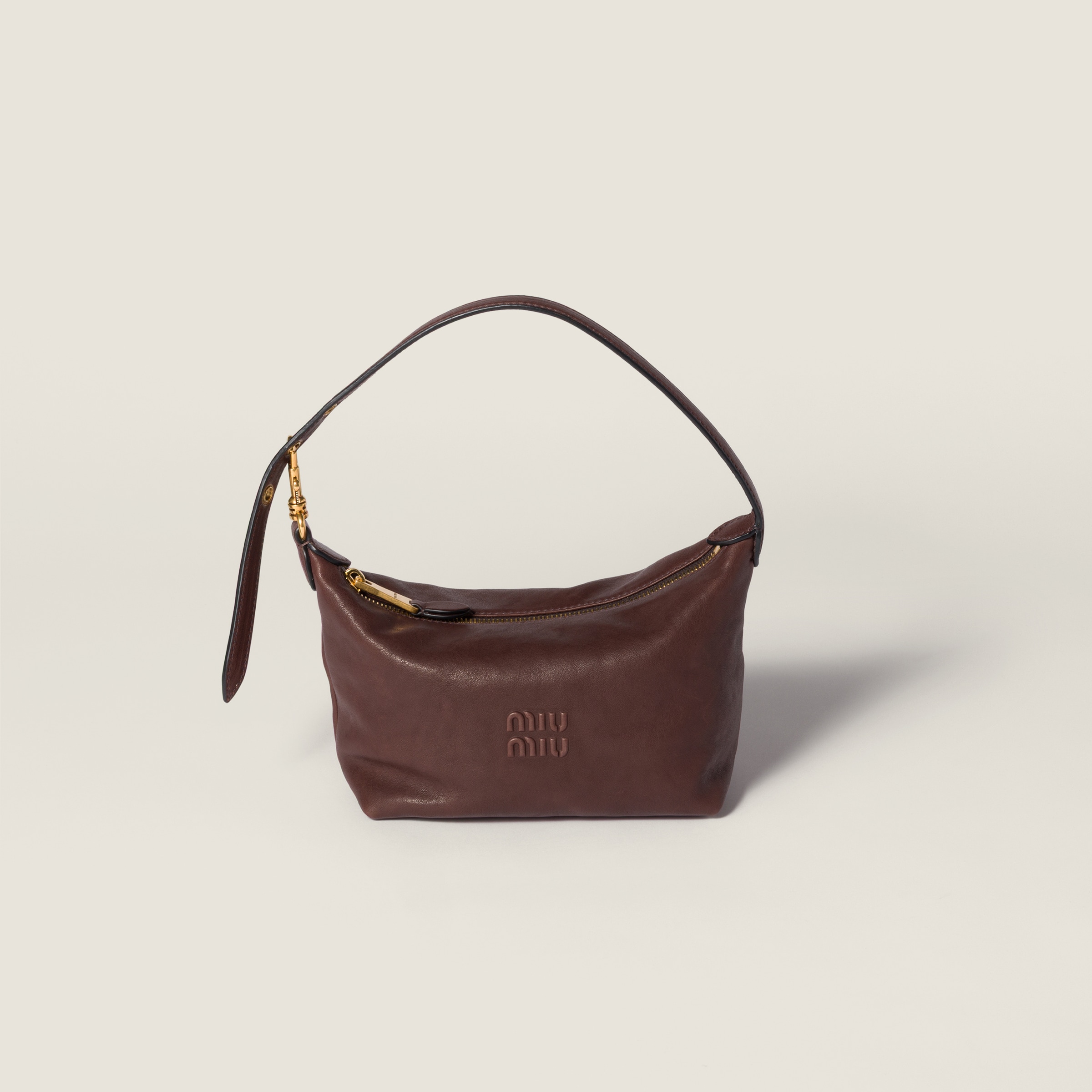Caramel/larch Green Leather Pouch | Miu Miu