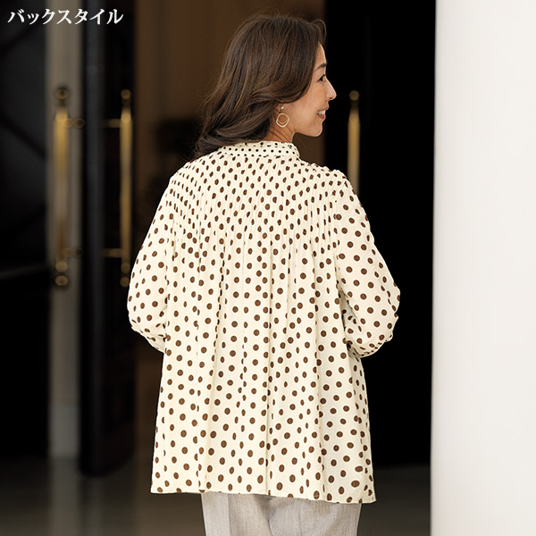 シャーリング水玉ゆったりブラウス | 京都通販ミセスのファッション館