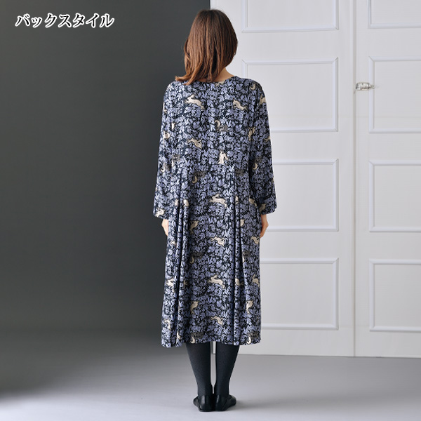 ラビット＆フラワープリント 2WAYワンピース◎ | 京都通販ミセスの