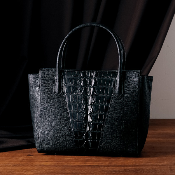 牛革・クロコダイル バックレザーコンビトートバッグ | 京都通販ミセス