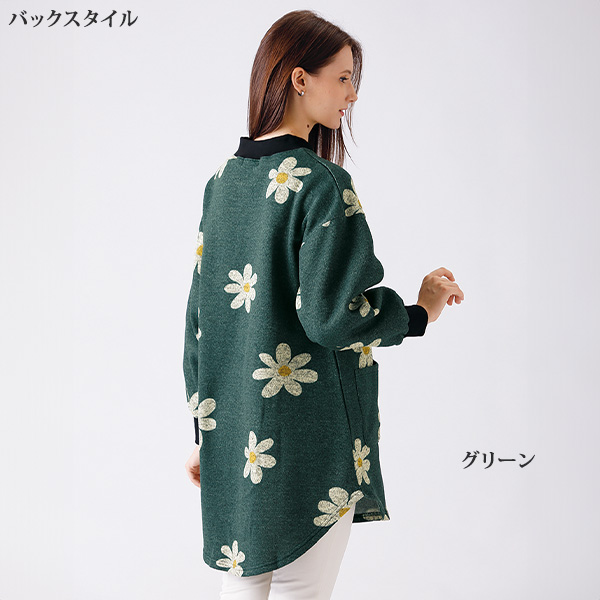 杢ニット裏起毛フラワーチュニック | 京都通販ミセスのファッション館