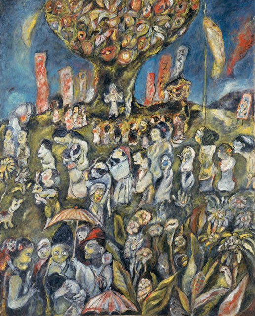 弥勒 祐徳（みろく すけのり）☆水彩画「田ノ神」 フレーム付き 弥勒