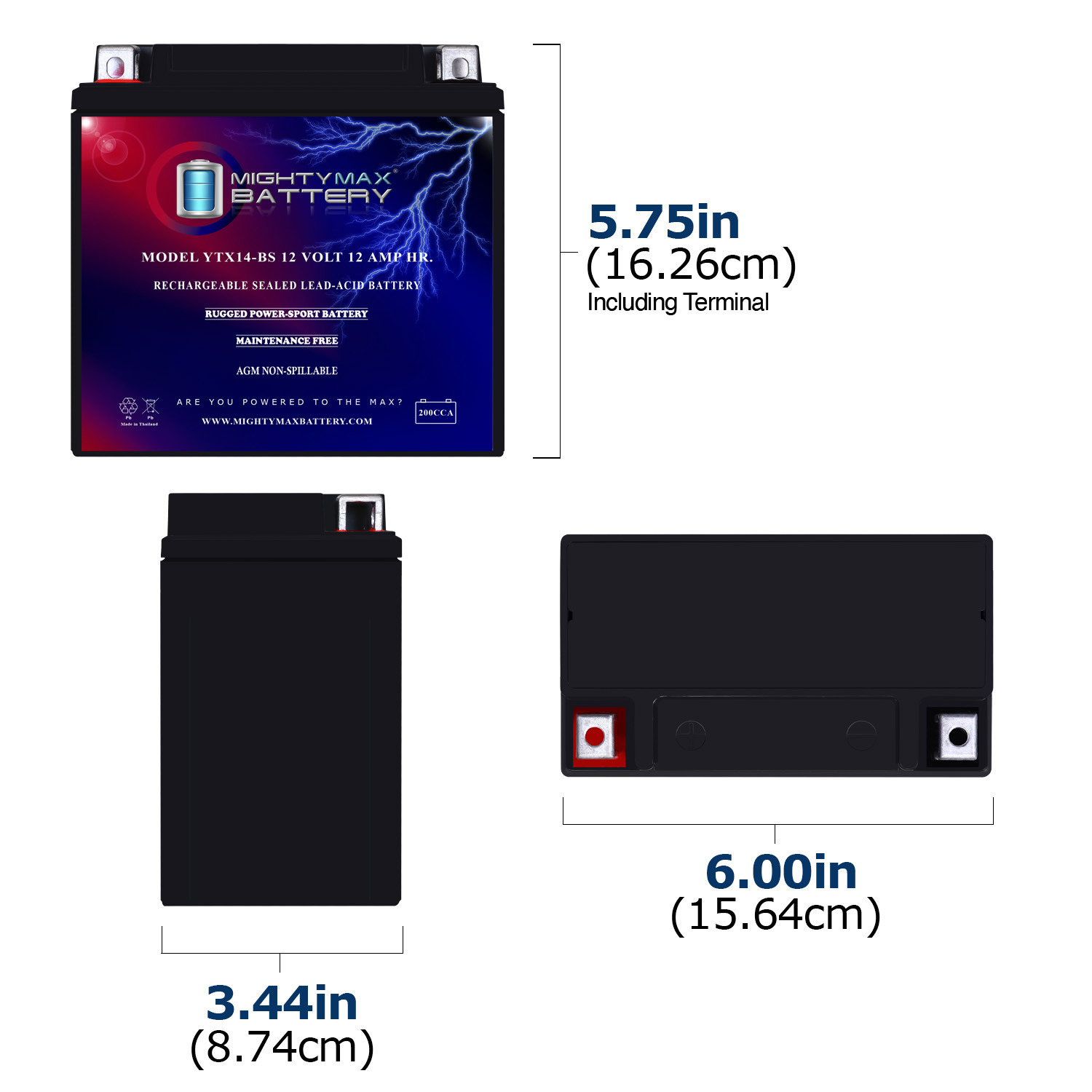 YTX14-BS Battery for Kawasaki ZX14 Ninja 1400CC 06-09
