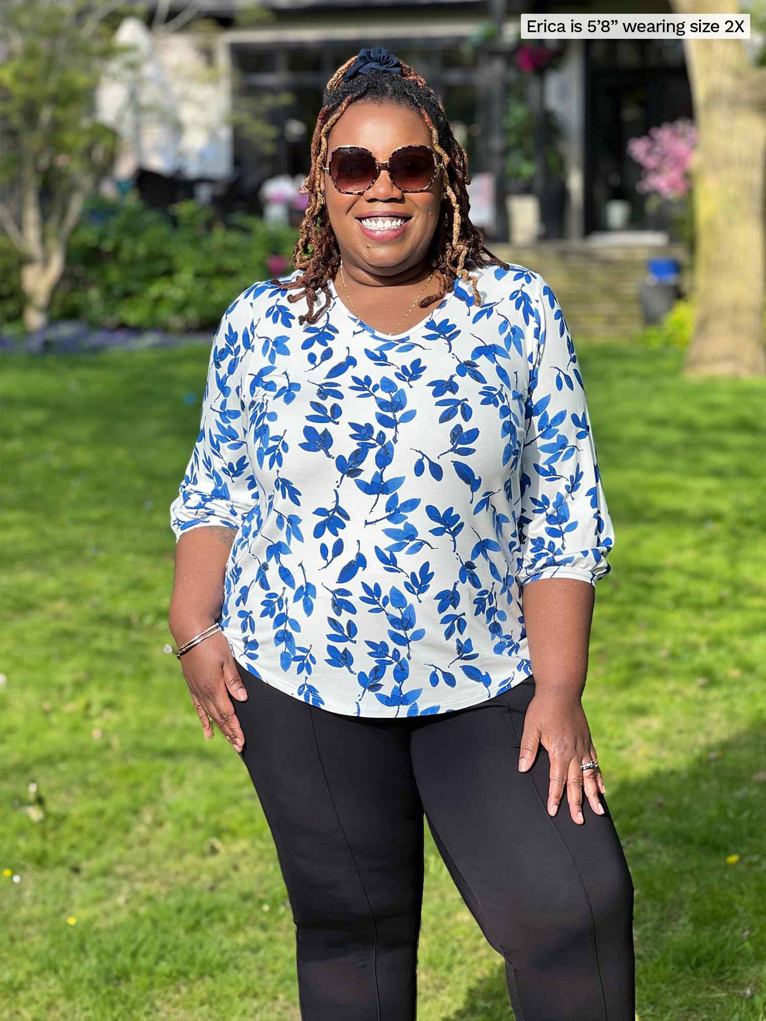 Kimesha v-neck puff sleeve blouse | Plus size clothing Canada | Miik