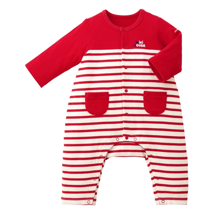 ボーダー接結天竺カバーオール – ミキハウスオフィシャルサイト