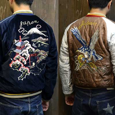 テーラー東洋スカジャン「LAND SCAPE×鷹」別珍×サテンキルト