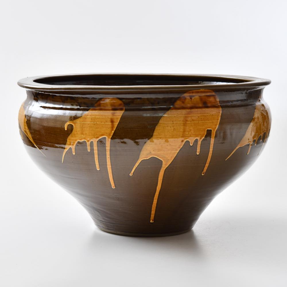 小鹿田焼 坂本浩二窯 尺三寸睡蓮鉢 打ち掛け ｜ みんげい おくむら