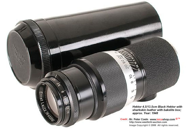 Leica's Ernst Leitz Wetzlar 135mm Telephoto Lens group Hektor