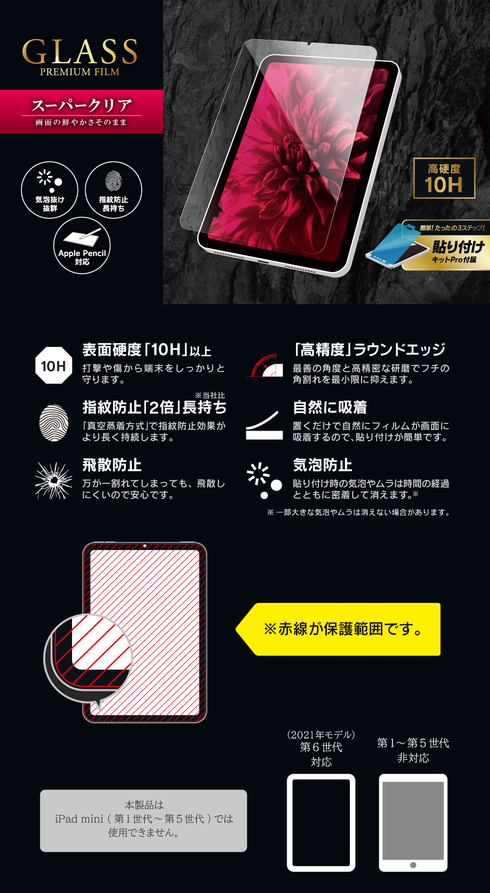 iPad mini 8.3inch (A17 Pro/第6世代) ガラスフィルム「GLASS PREMIUM