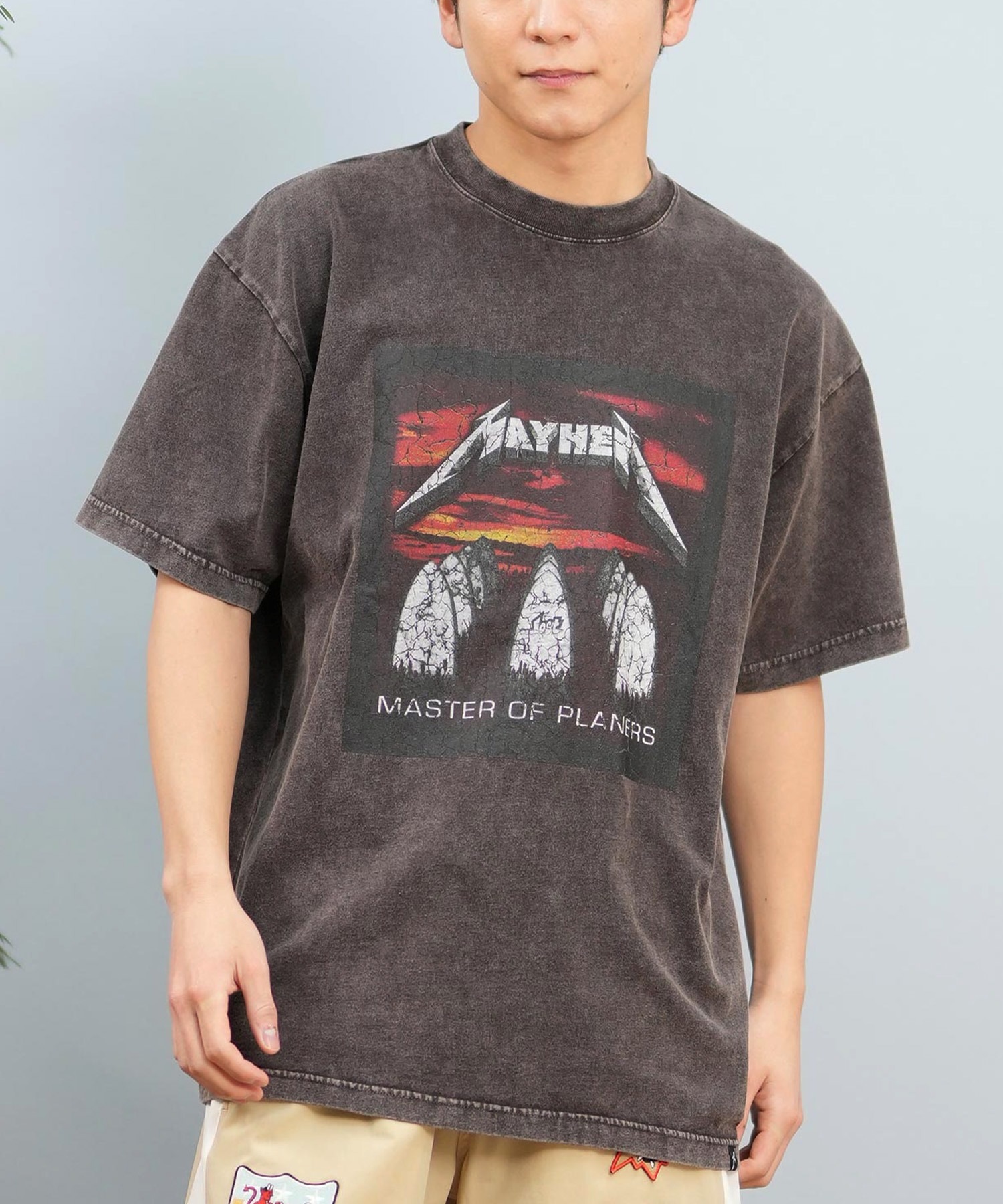 LOST ロスト 半袖 Tシャツ メンズ フロントプリント バンドT L25S-2108