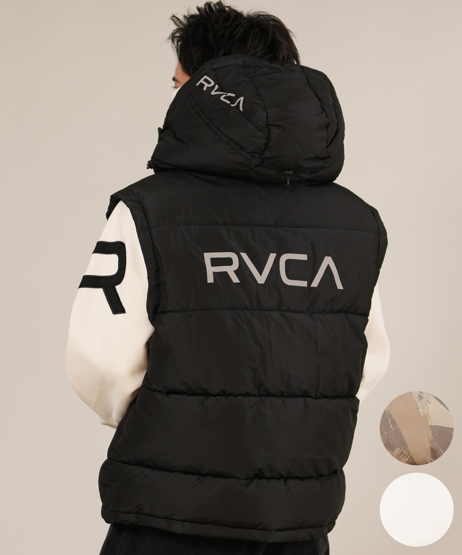 RVCA ルーカ ダウン ベスト メンズ シンプル バックプリント ロゴ