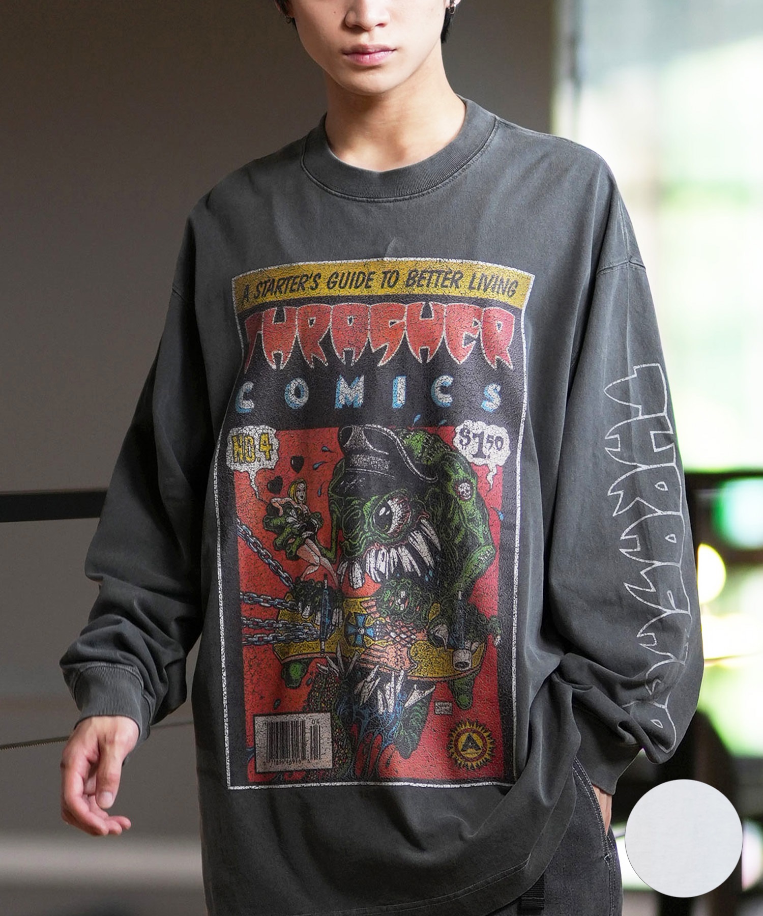 THRASHER スラッシャー 長袖 Tシャツ メンズ ロンT ピグメント加工