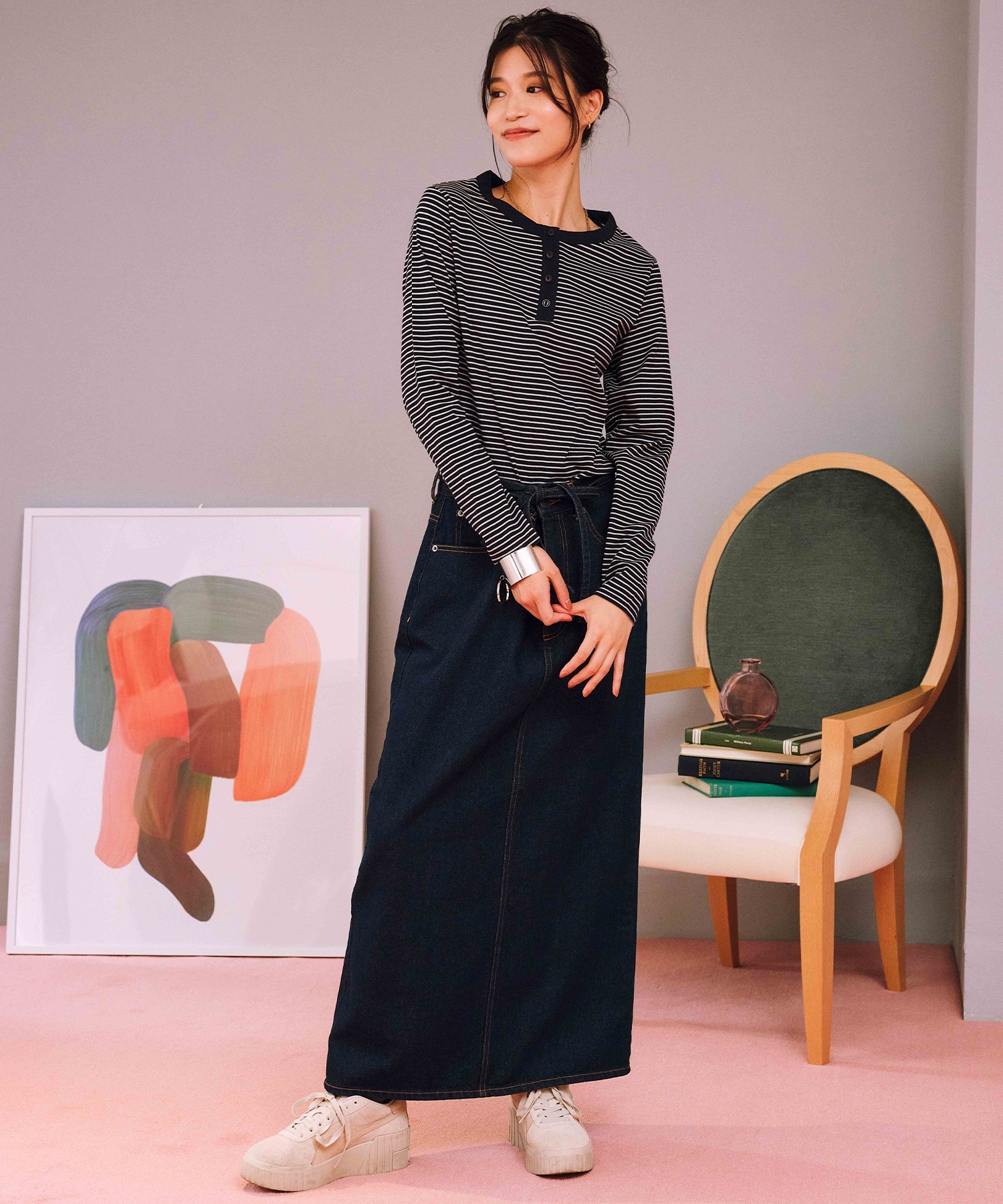 RIKKA FEMME リッカファム 長袖 Tシャツ レディース ロンT ヘンリー