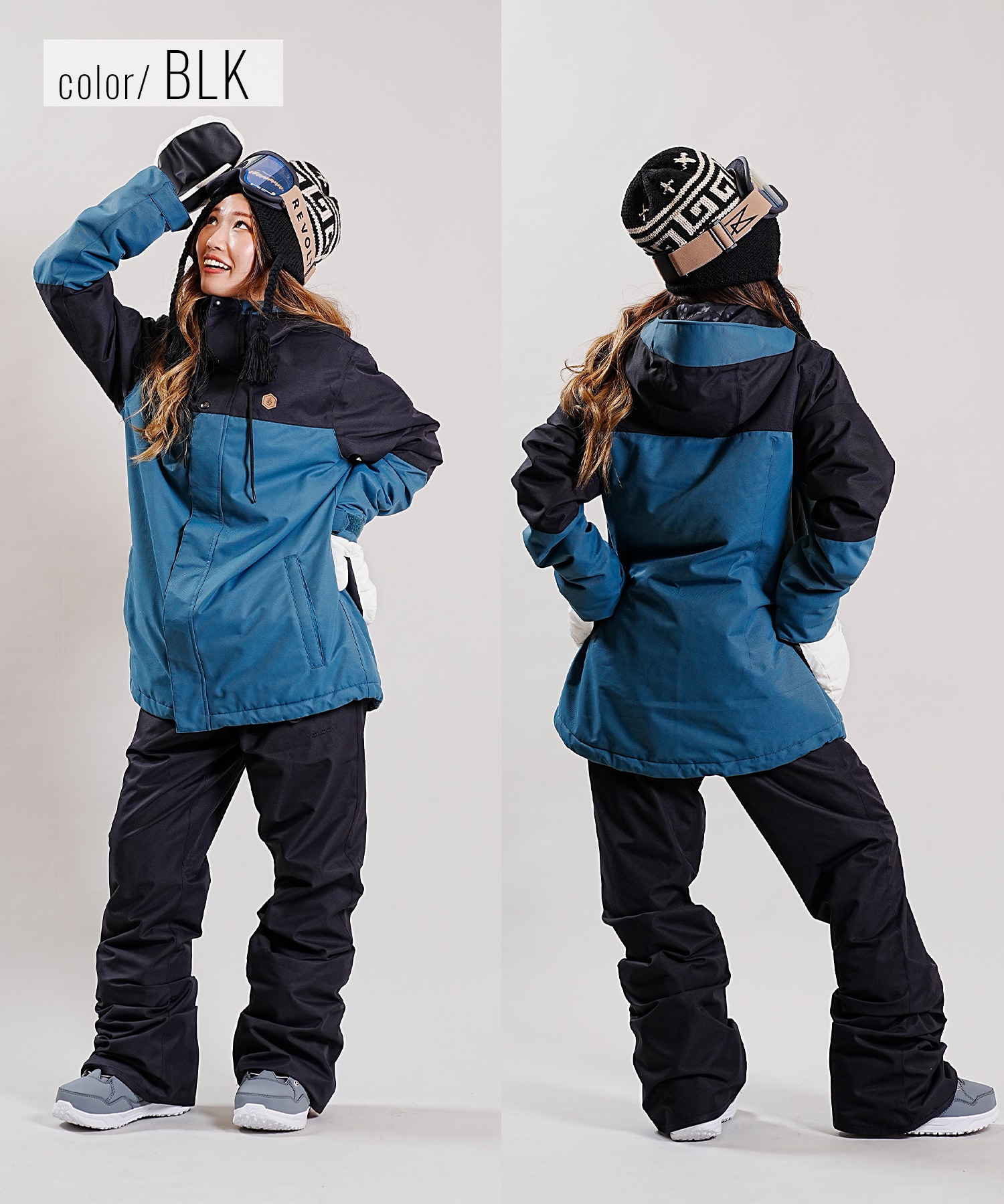 VOLCOM スノーボード スキー ウェアセット 黒/青 クリーニング済み