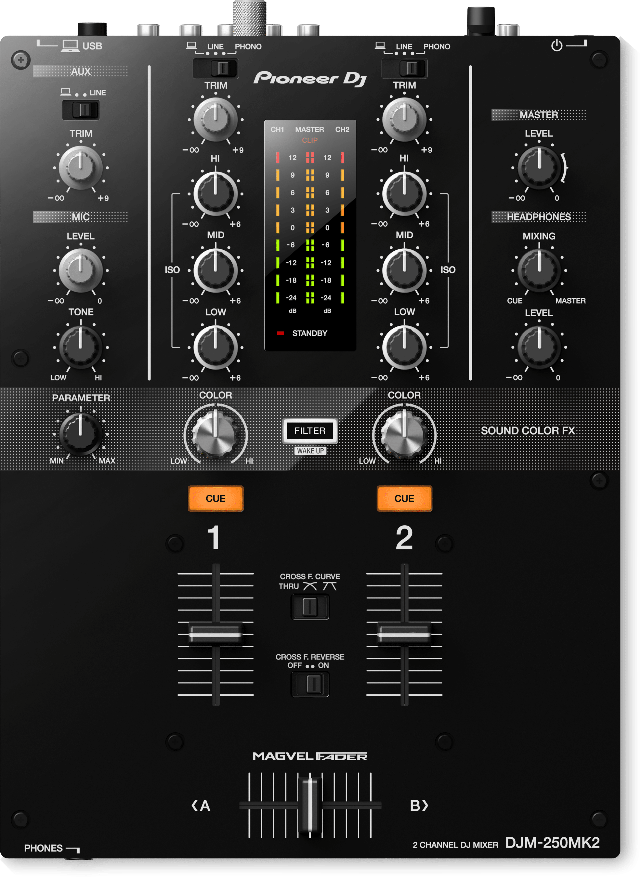 Pioneer DJ DJM-250MK2 2-CH DJ mixer + Pair of PLX1000 Turntables +