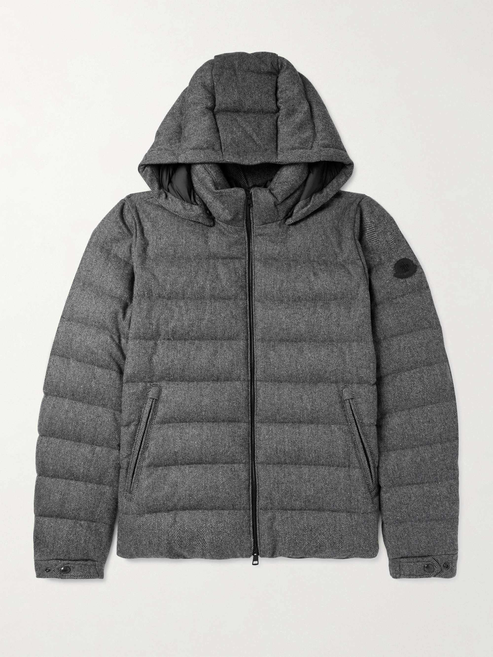 MONCLER Arneb Herringbone Virgin Wool-Blend Hooded Down Jacket for
