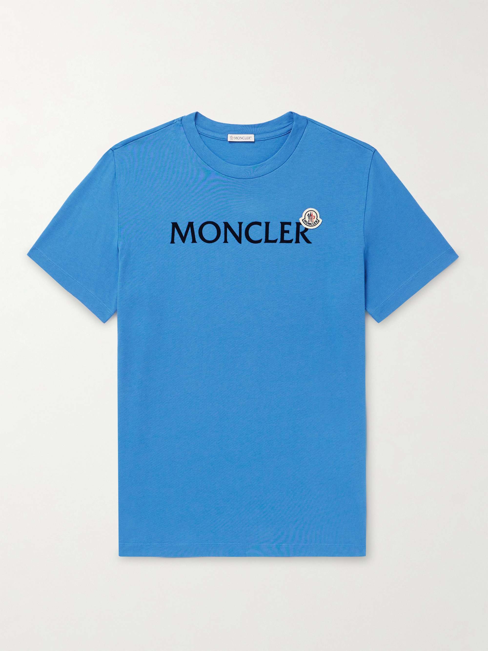 MONCLER Slim-Fit Logo-Flocked Cotton-Jersey T-Shirt for Men | MR