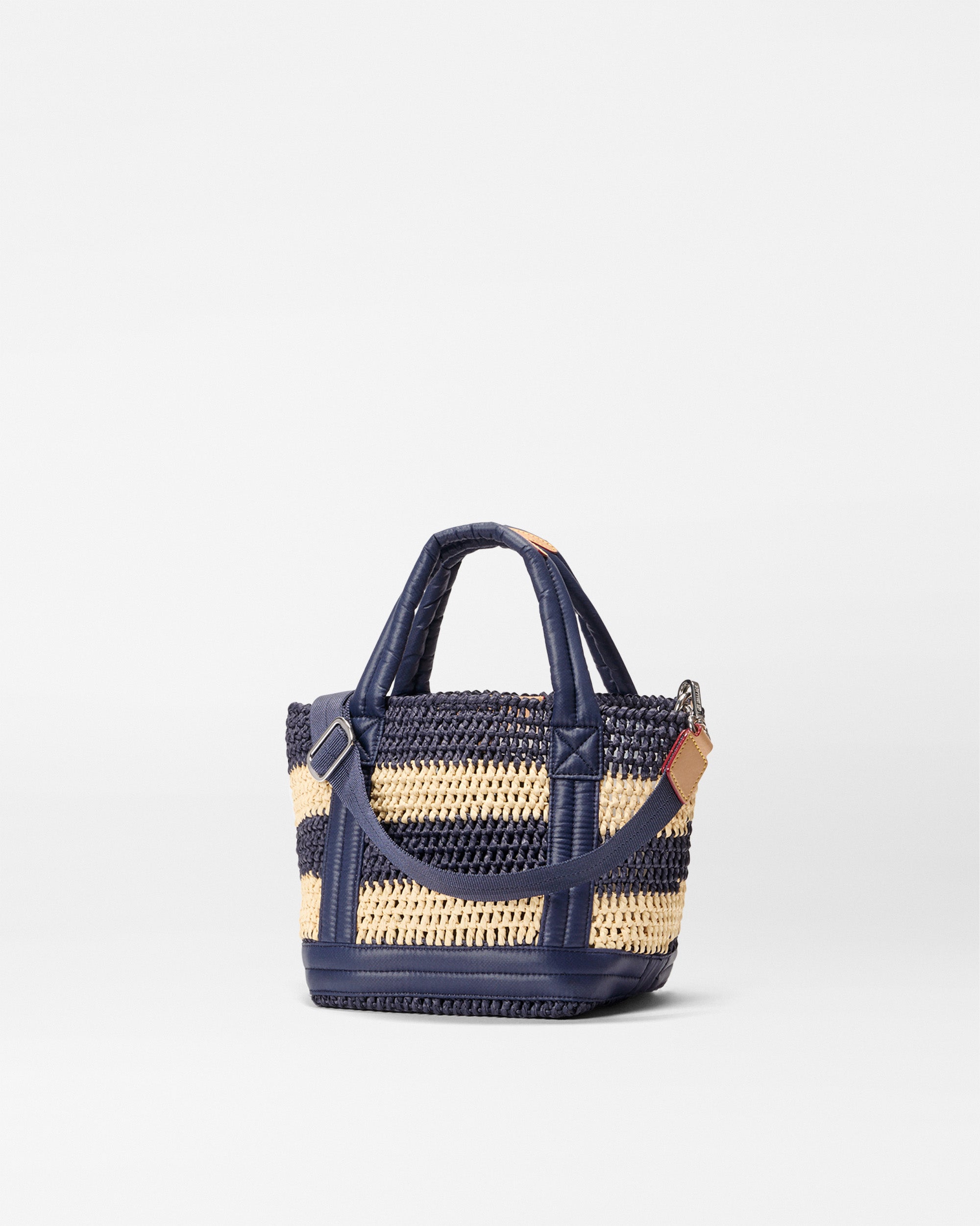Navy/Natural Stripe Crochet Mini Crochet Tote