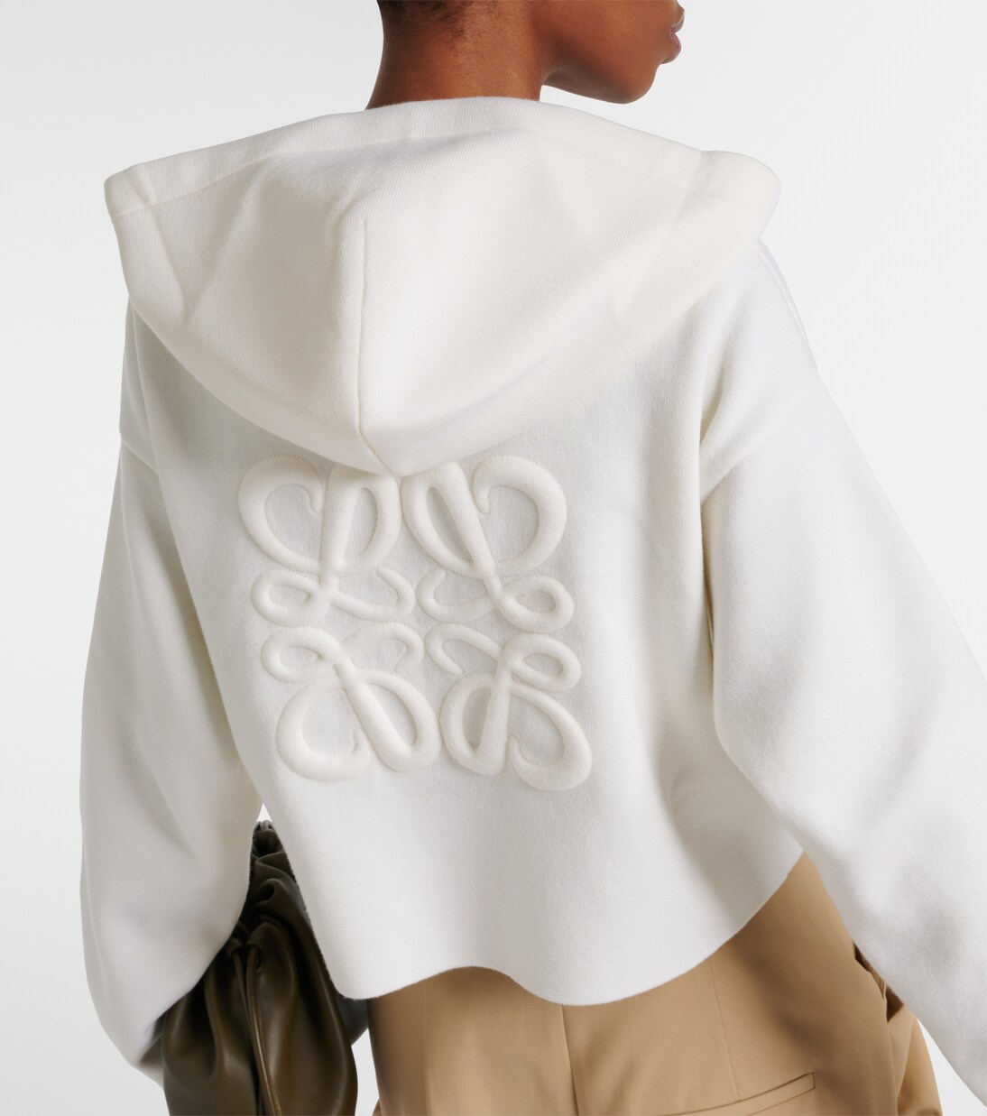 Anagram wool-blend zip-up hoodie in white - Loewe | Mytheresa