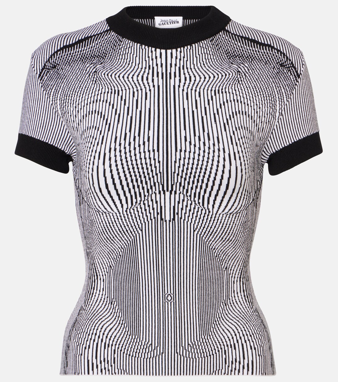 Morphing Pinstripe jacquard jersey top in black - Jean Paul
