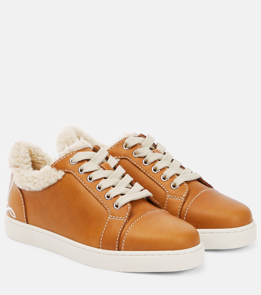 Vierissima shearling-trimmed sneakers in brown - Christian