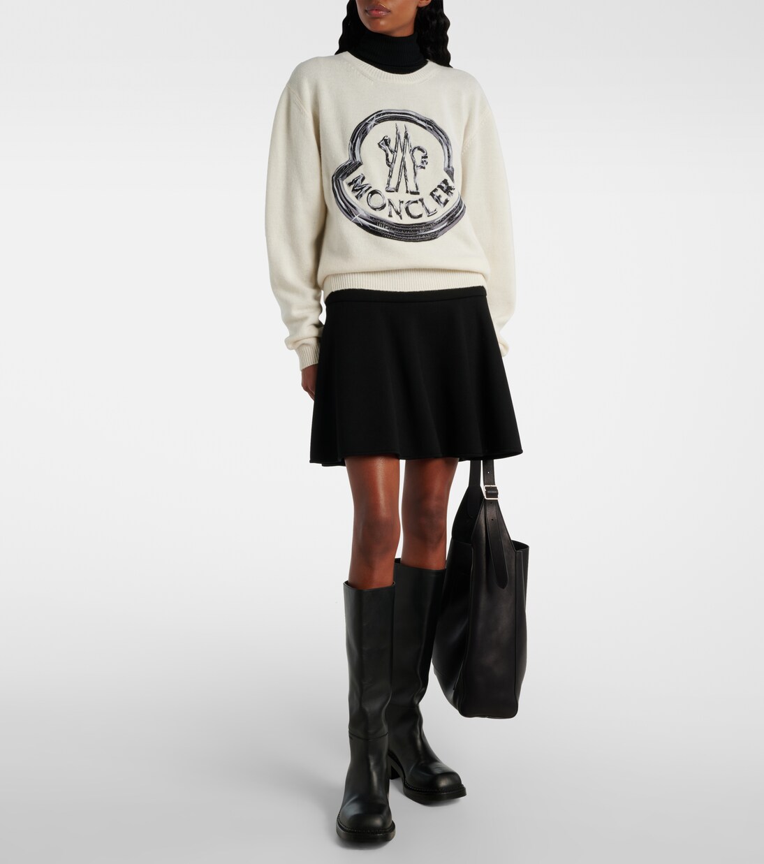 Logo wool and cashmere sweater in white - Moncler | Mytheresa