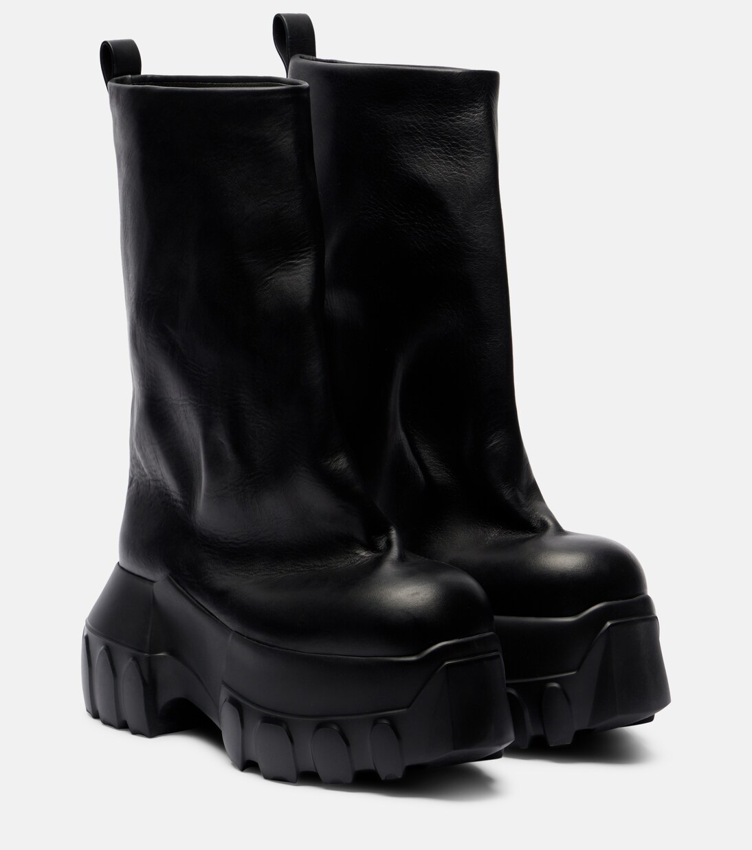 Mega Tractor leather mid-calf boots in black - Rick Owens | Mytheresa