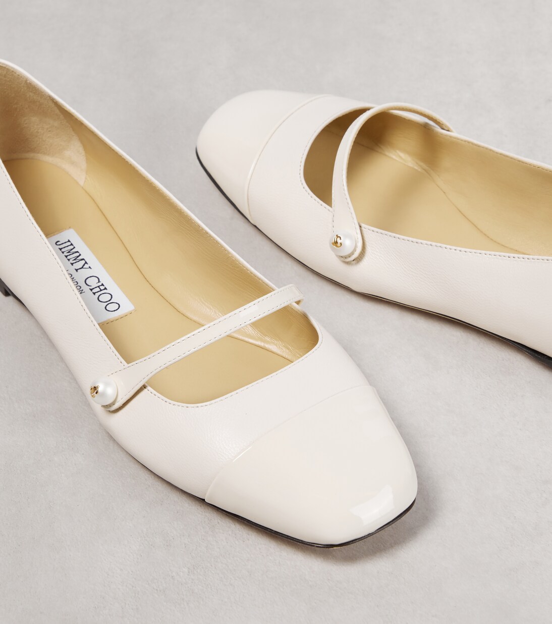 Elisa embellished leather ballet flats in white - Jimmy Choo