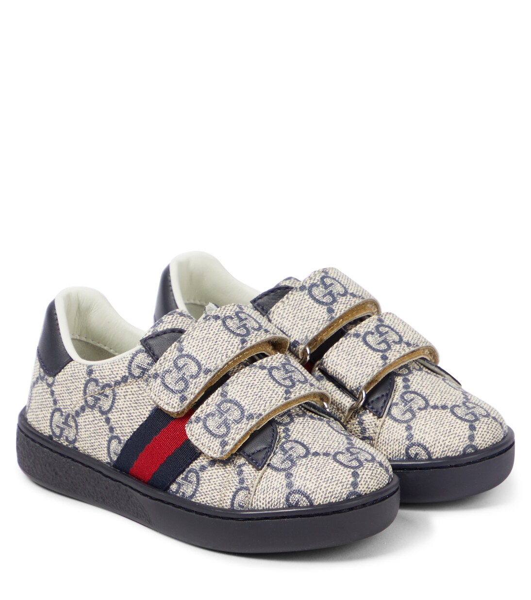 GG leather-trimmed sneakers in multicoloured - Gucci Kids | Mytheresa