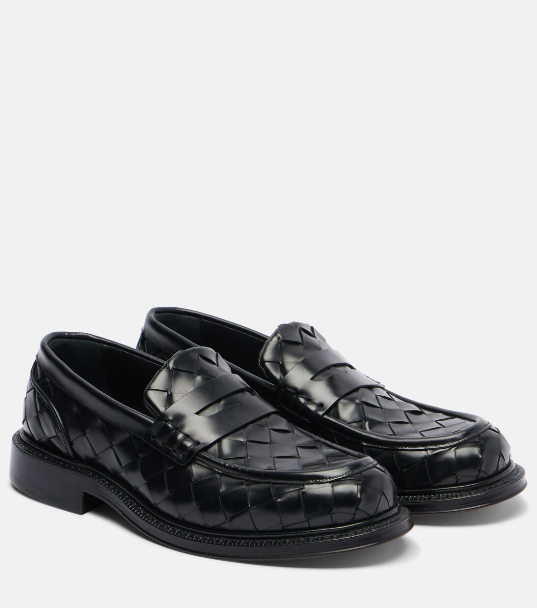 James Intrecciato leather loafers in black - Bottega Veneta