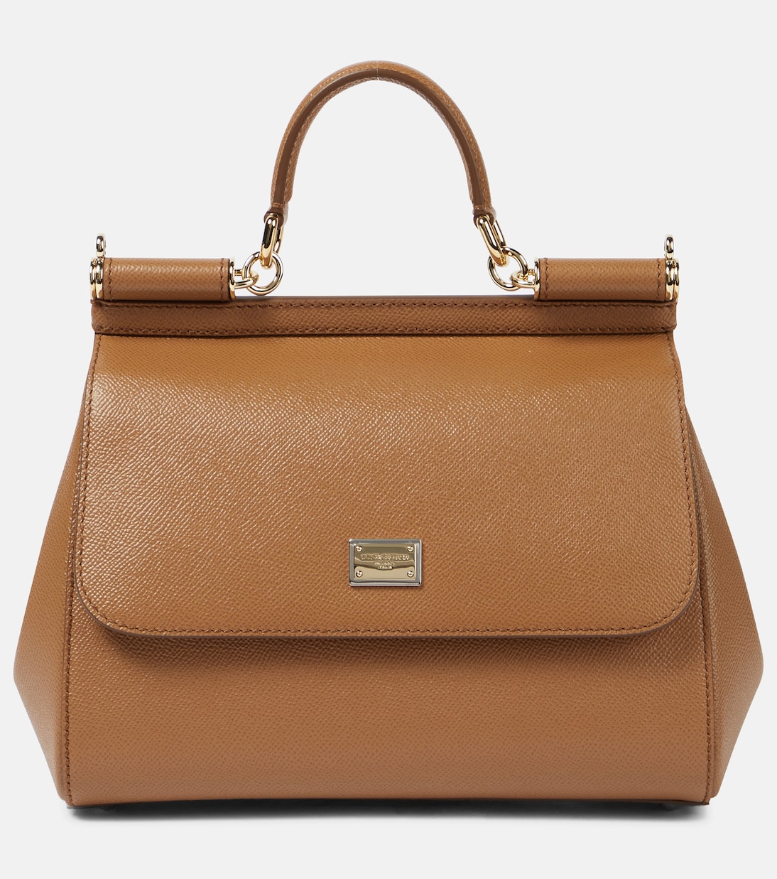 Sicily Medium leather shoulder bag in brown - Dolce Gabbana