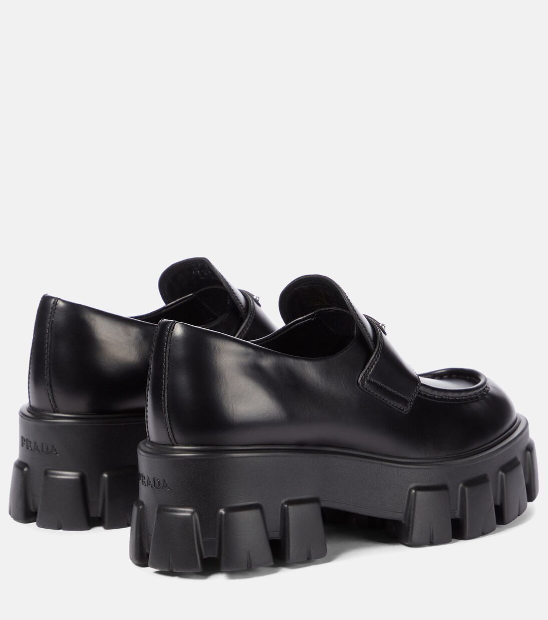 Monolith brushed leather loafers in black - Prada | Mytheresa