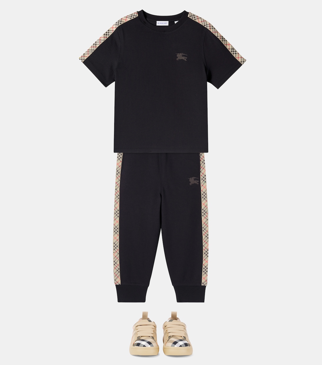 Burberry Check EKD cotton jersey T-shirt in black - Burberry Kids