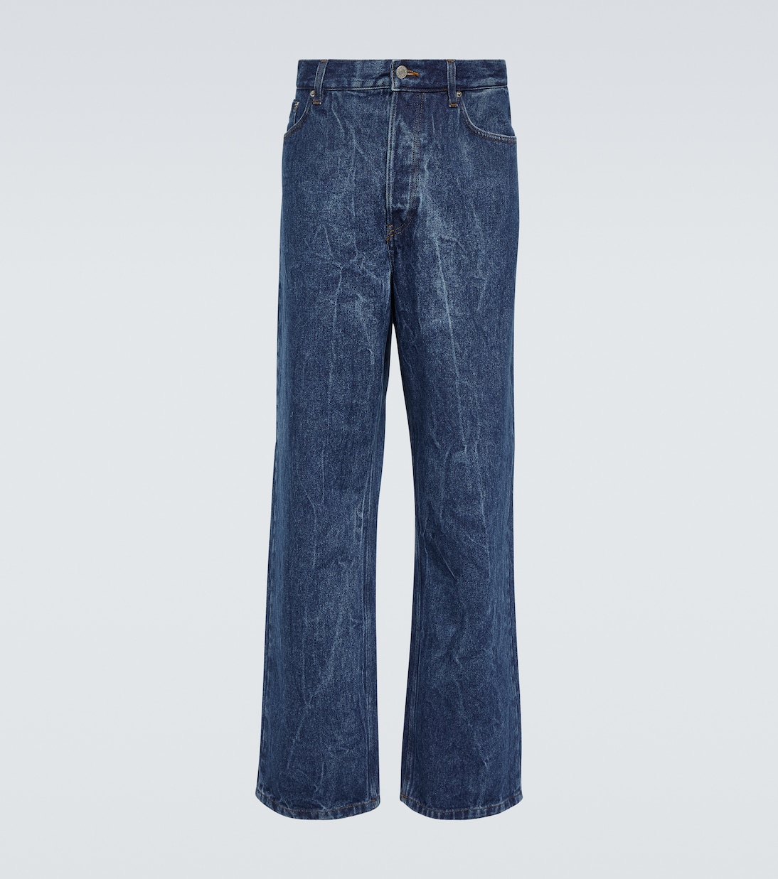 Marble-wash wide-leg jeans in blue - Dries Van Noten | Mytheresa
