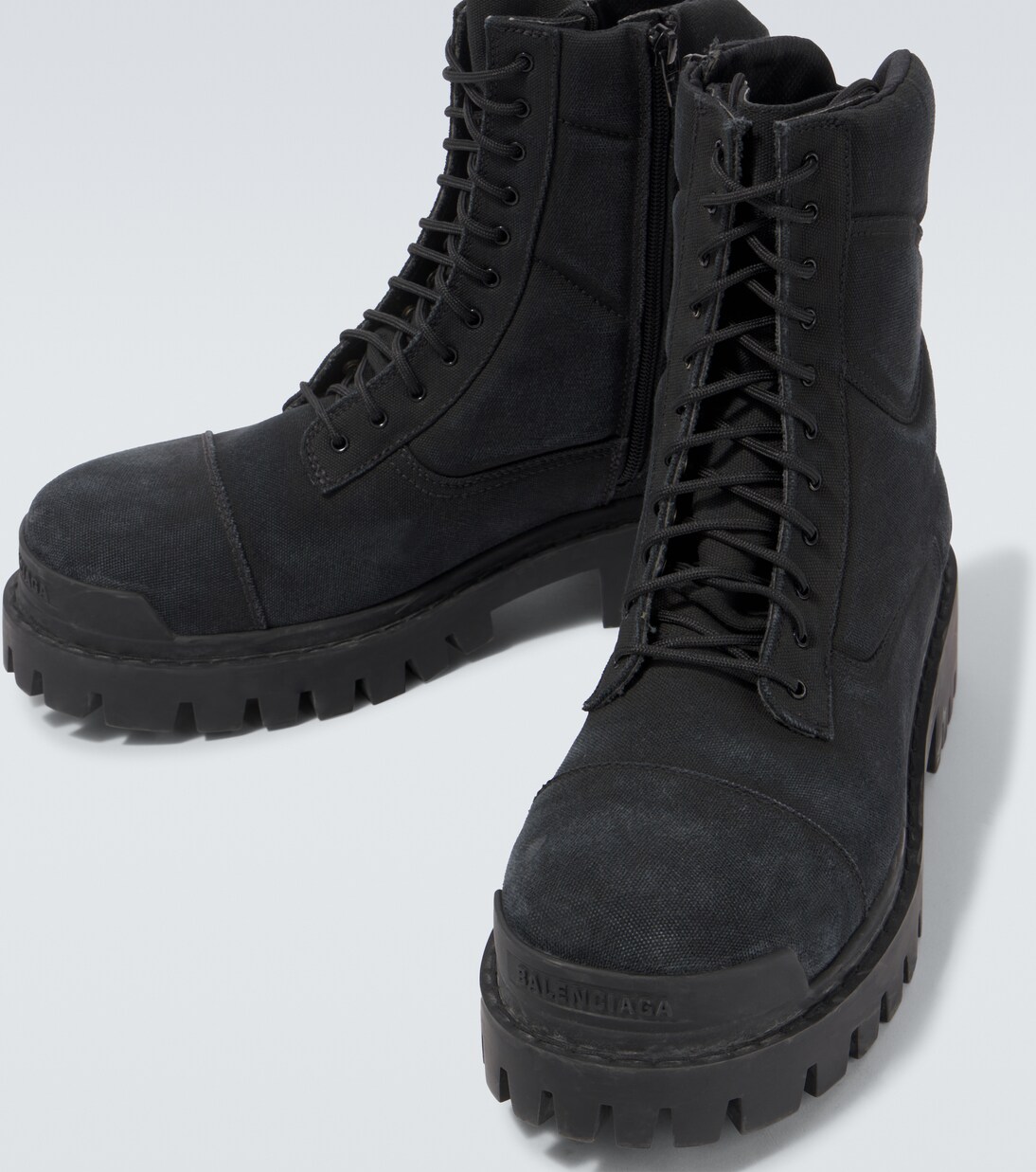 Combat Strike canvas lace-up boots in black - Balenciaga | Mytheresa